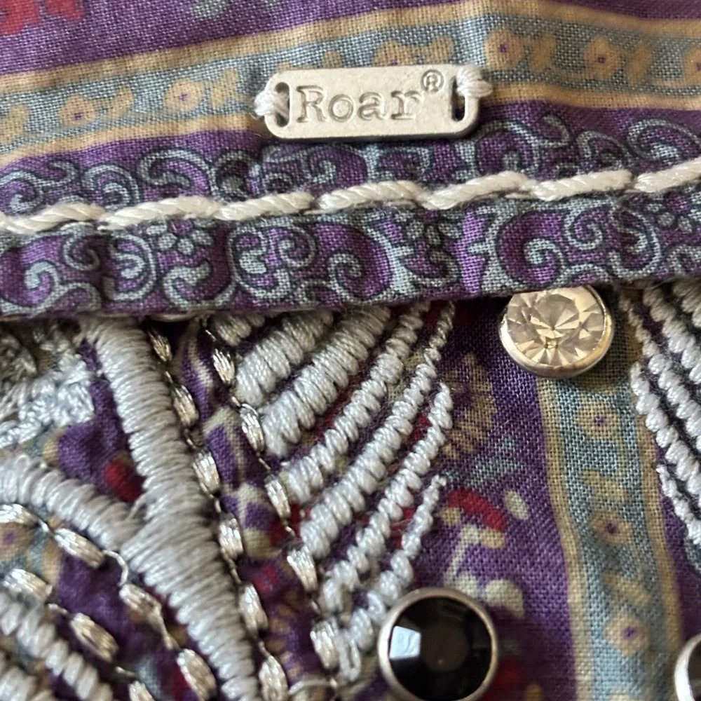 Destined To Roar Multicolor Embroidered Rhinestone Shirt - Picture 7 of 12